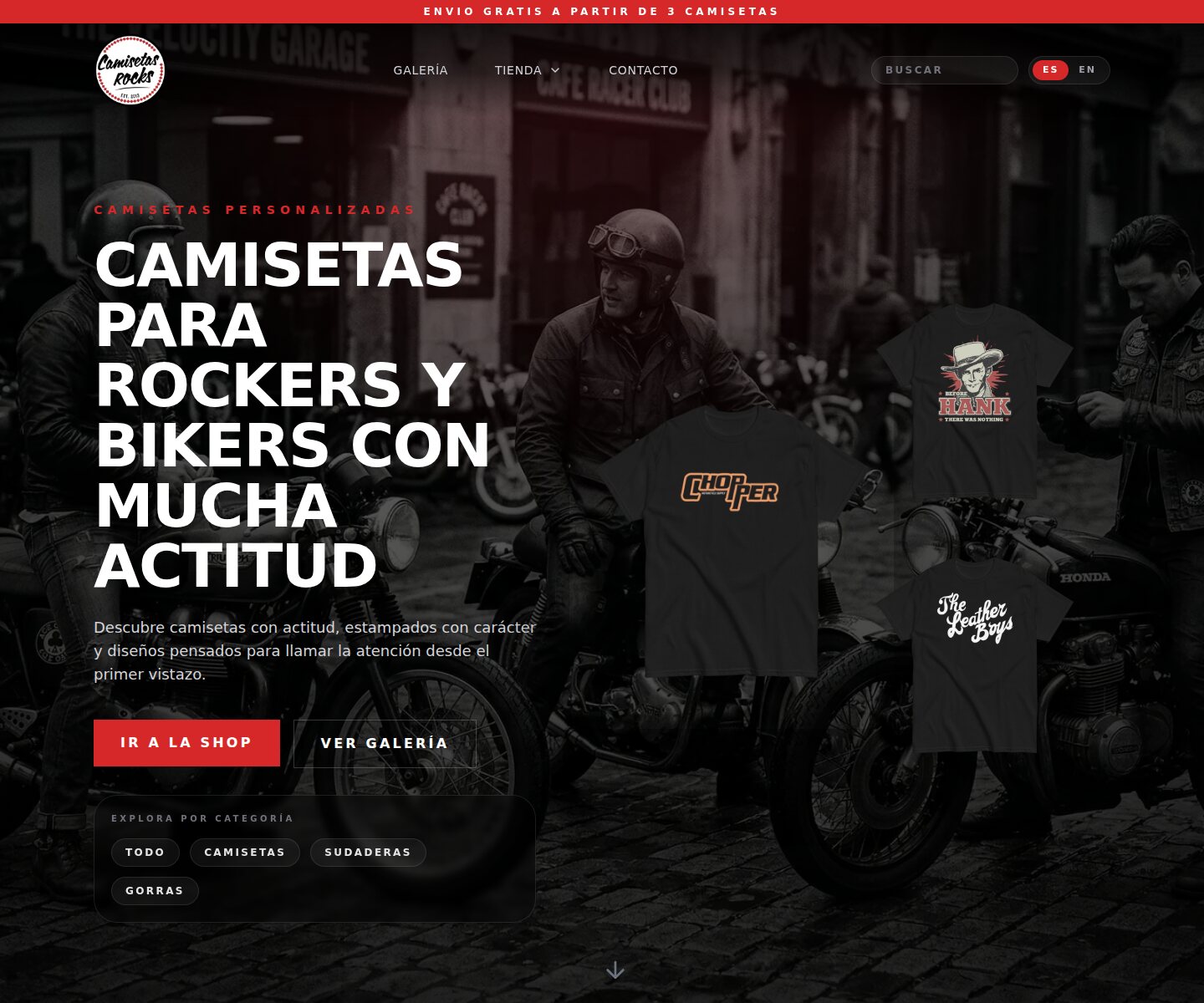 Portada de la tienda Camisetas Rocks