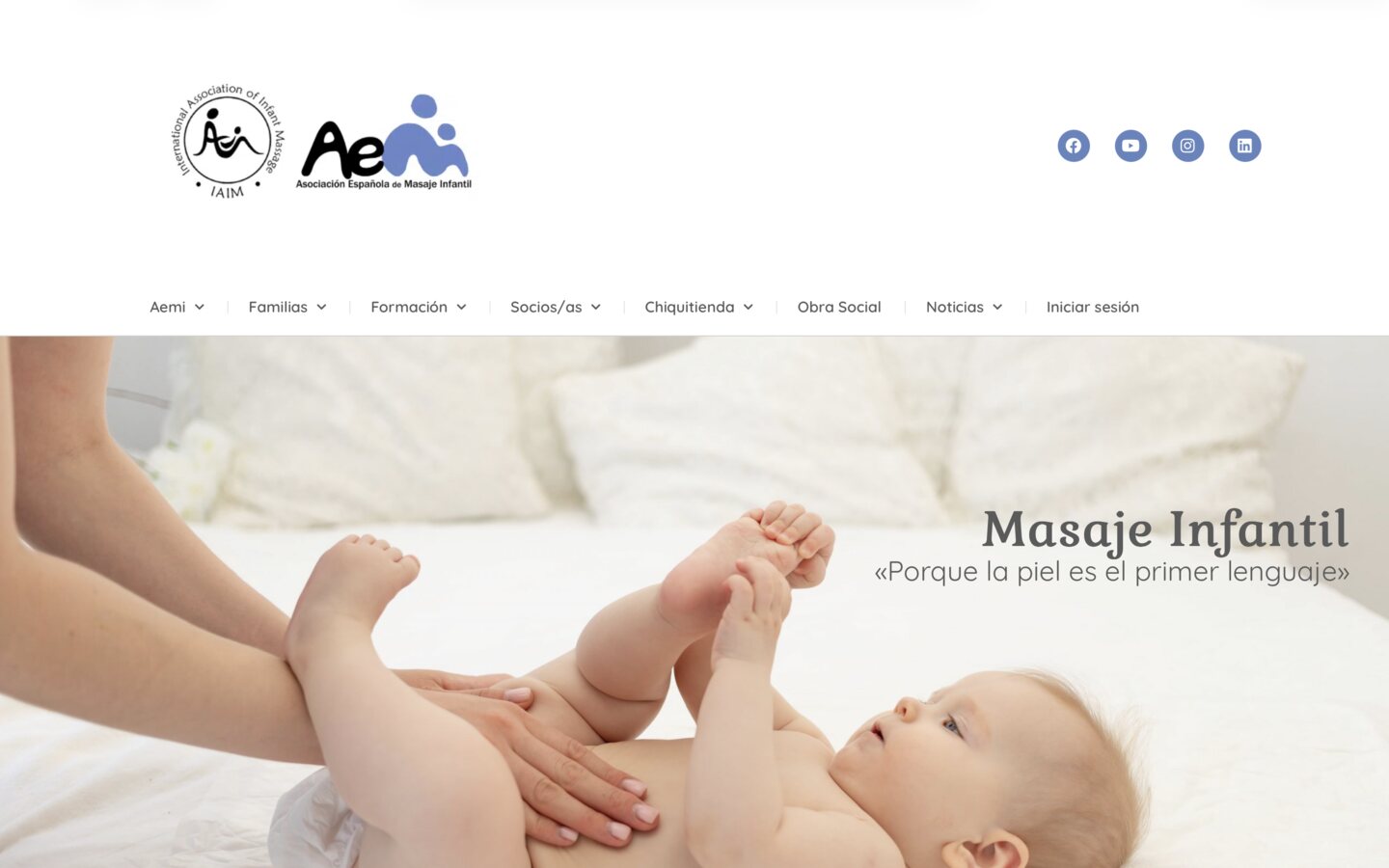 Captura de la página inicial de Masaje Infantil